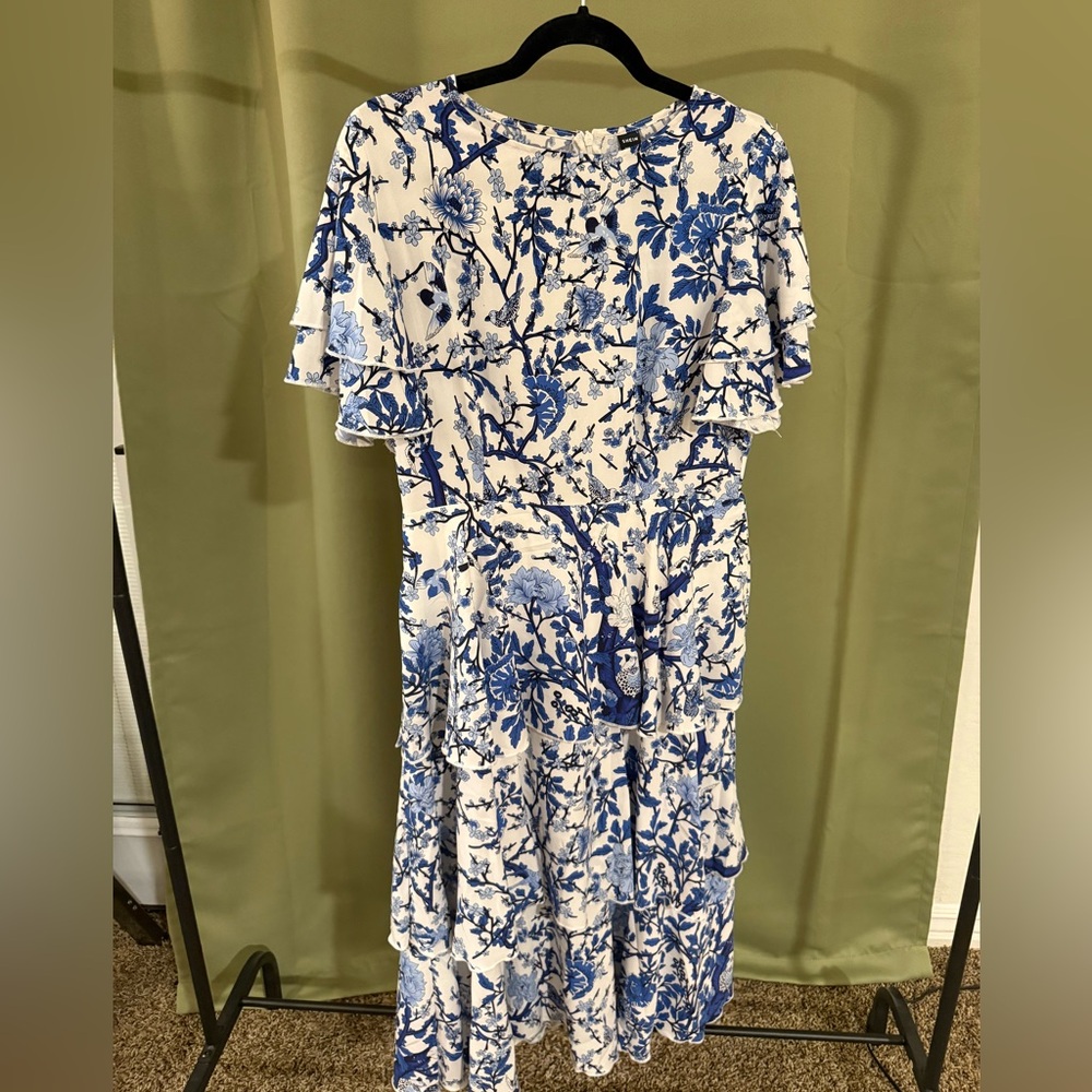 Blue and white floral dress